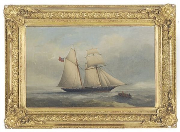 A Topsail Schooner Off The Coast Oil Painting by Nicholas Condy