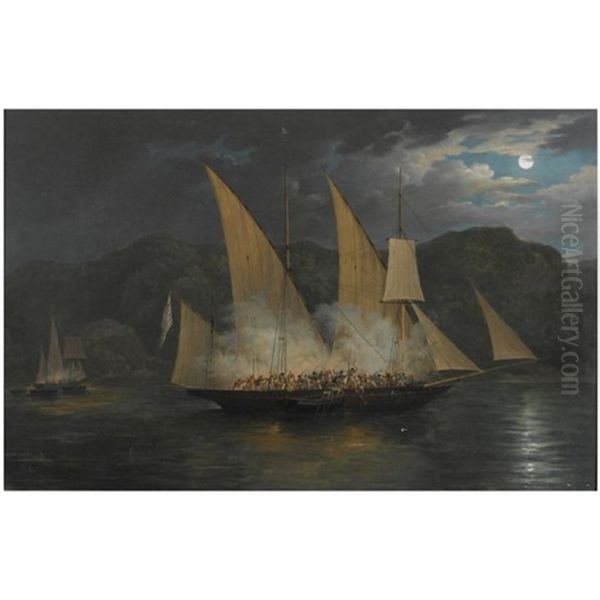 The Capture Of A Greek Pirate Vessel In The Archipeligo By Boats Of The British Navy, 31st January 1825 Oil Painting by Nicholas Condy