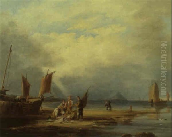 Fishermen At Penzance Oil Painting by Nicholas Condy