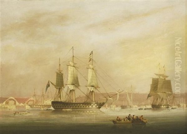 The 'imogene', 'rodney' And 'castor' In Harbour Oil Painting by Nicholas Matthew Condy