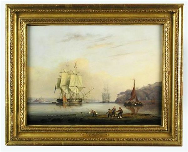 Shipping On The Tamar, Near Plymouth, Devon Oil Painting by Nicholas Matthew Condy