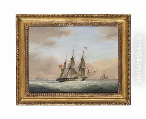 A Royal Navy Frigate In Plymouth Sound Oil Painting by Nicholas Matthew Condy