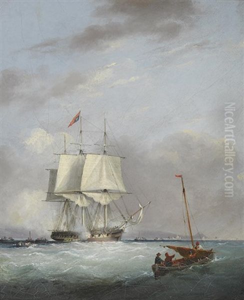 Calling At Portsmouth And Arriving At Portsmouth, A Pair Oil Painting by Nicholas Matthew Condy