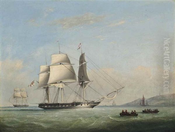 H.m.s. Picque And H.m.s. Inconstant Approaching The Entrance To A Harbour Oil Painting by Nicholas Matthew Condy