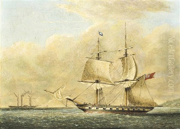 H.m.s. Nimrod Emerging From Plymouth Sound Oil Painting by Nicholas Matthew Condy