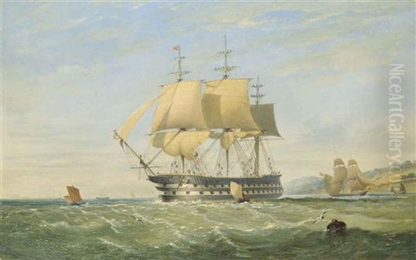 A 74 Emerging From Plymouth Sound Oil Painting by Nicholas Matthew Condy