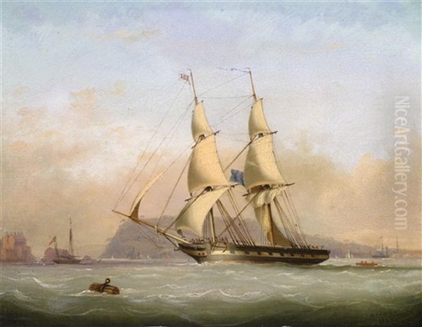 H.m.s. Persian Off Mount Edgecumbe, Plymouth Sound Oil Painting by Nicholas Matthew Condy