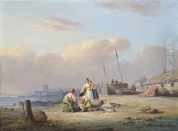 Fishermen Selling Their Wares Oil Painting by Nicholas Matthew Condy