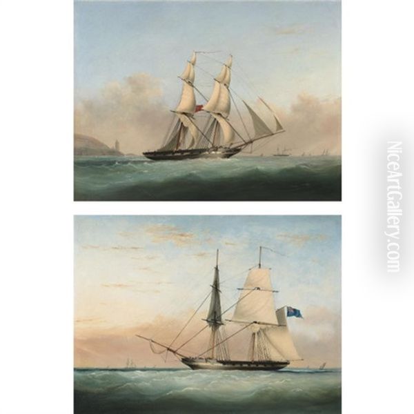 Hms "ranger" In A Stiff Breeze (+ Hms "acorn" In A Light Breeze In The Channel; Pair) Oil Painting by Nicholas Matthew Condy