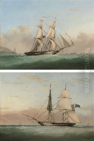 H.m.s. "ranger" In A Stiff Breeze Offshore (+ H.m.s. "acorn" In A Light Breeze In The Channel; Pair) Oil Painting by Nicholas Matthew Condy