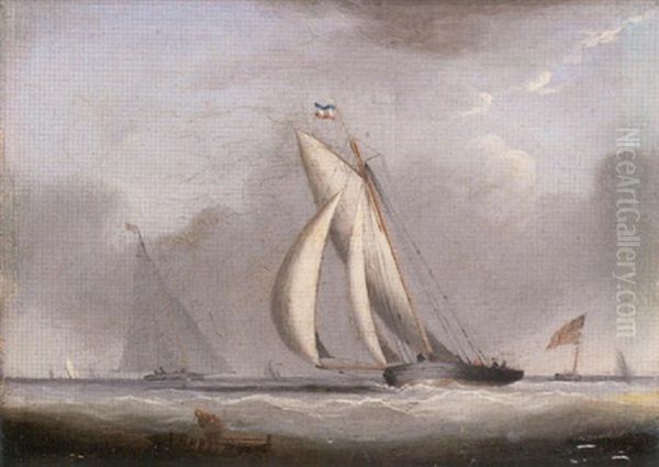 Racing Cutters Rounding The Mark Oil Painting by Nicholas Matthew Condy