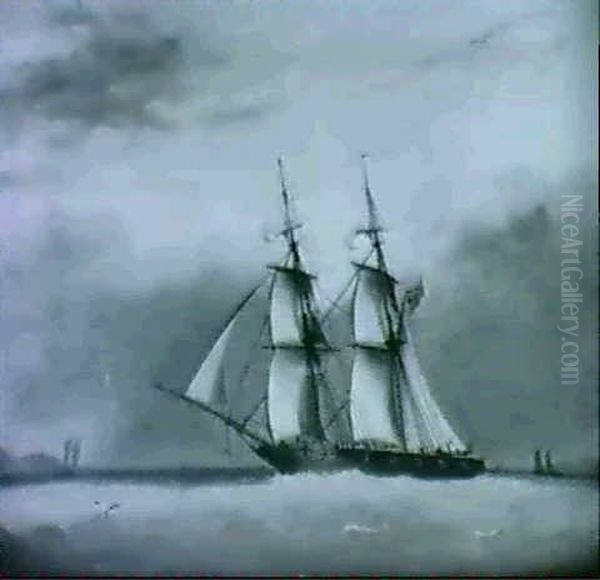 A 12-gun Sloop Off Plymouth Oil Painting by Nicholas Matthew Condy