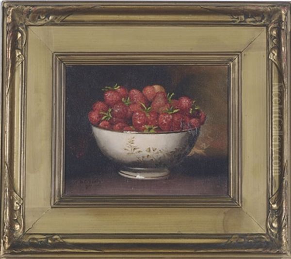 Bowl Of Strawberries Oil Painting by William B. Conely