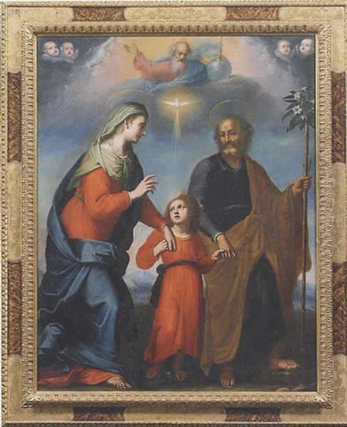 Sacra Famiglia E La Ss. Trinita Oil Painting by Jacopo Confortini