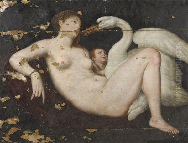 Leda And The Swan Oil Painting by Gillis Congnet the Elder