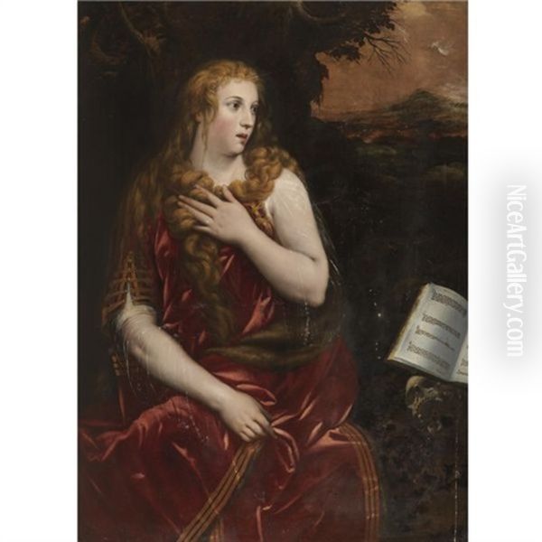 Mary Magdalene In A Landscape Oil Painting by Gillis Congnet the Elder