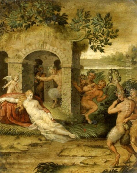 Venus Et Satyre Dans Un Paysage Oil Painting by Gillis Congnet the Elder