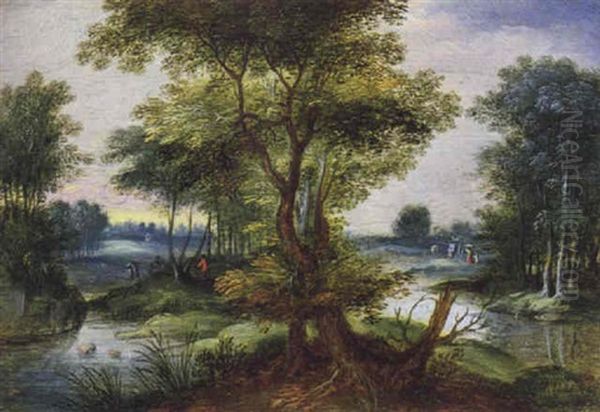 Bewaldete Landschaft Mit Einem Wasserlauf Oil Painting by Gillis Congnet the Younger