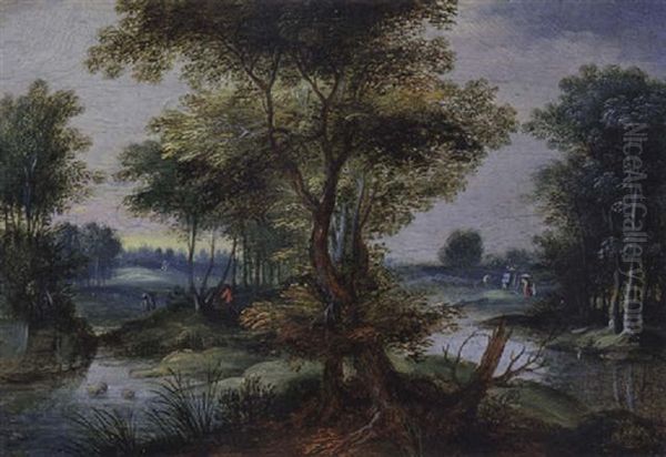 Bewaldete Landschaft Mit Einem Wasserlauf Oil Painting by Gillis Congnet the Younger