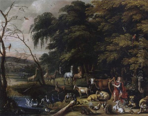 Orpheus Bezaubert Baume Und Tiere Mit Seinem Leierspiel Oil Painting by Gillis Congnet the Younger