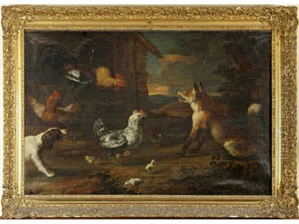 Renard Dans La Basse-cour Oil Painting by David de Coninck