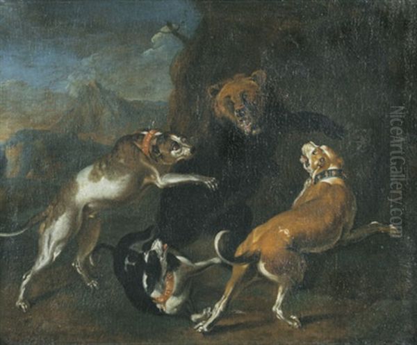 Jagdhunde Stellen Einen Baren Oil Painting by David de Coninck