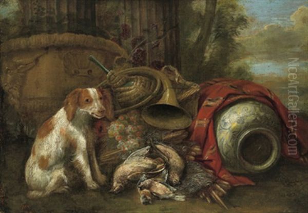 Jagdbeute, Von Einem Hund Bewacht Oil Painting by David de Coninck