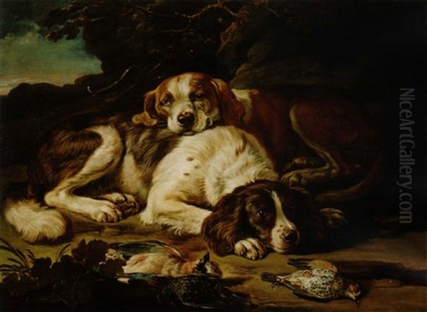 Hounds And Game Oil Painting by David de Coninck