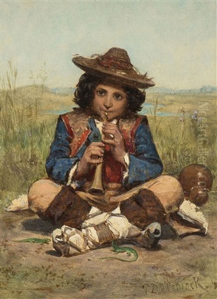 Der Kleine Flotenspieler Oil Painting by Pierre Louis de Coninck