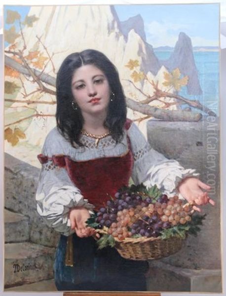 Jeune Italienne A La Corbeille De Raisins Oil Painting by Pierre Louis de Coninck