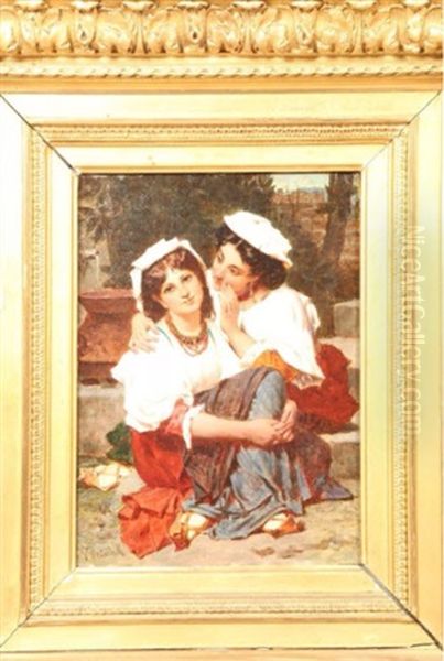 Les Confidences De Deux Jolies Italiennes Oil Painting by Pierre Louis de Coninck