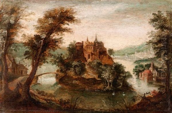 Paysage De Foret Avec Un Chateau Oil Painting by Gillis Van Coninxloo III