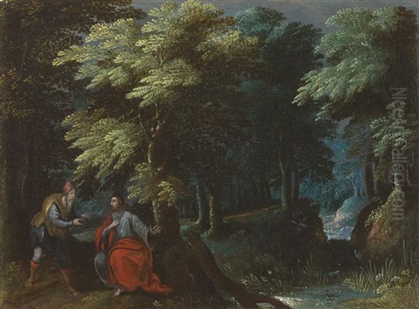 Waldlandschaft Mit Der Versuchung Christi Oil Painting by Gillis Van Coninxloo III