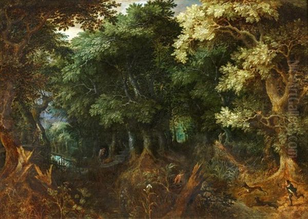 Treibjagd Im Wald Oil Painting by Gillis Van Coninxloo III