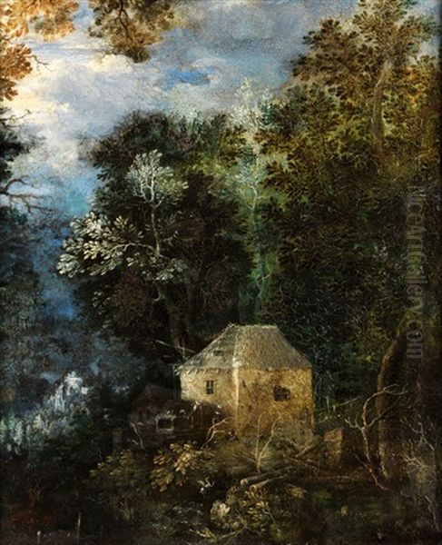 Altes Haus Zwischen Baumen Oil Painting by Gillis Van Coninxloo III