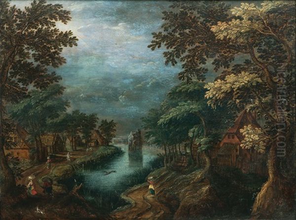 Village By A River by Gillis Van Coninxloo III