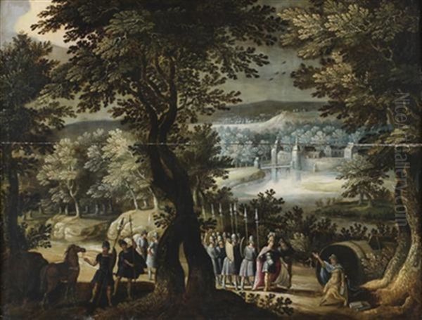 Alexandre Et Diogene Dans Un Paysage De Riviere Oil Painting by Gillis Van Coninxloo III