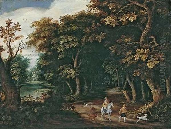 Waldlandschaft Mit Reiter Oil Painting by Gillis Van Coninxloo III