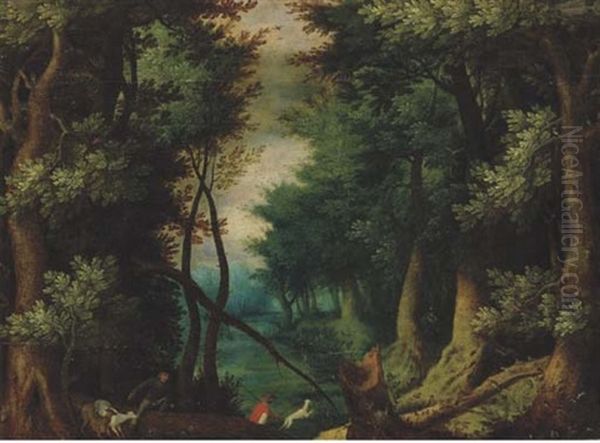 Paesaggio Boschivo Con Cacciatori Oil Painting by Gillis Van Coninxloo III