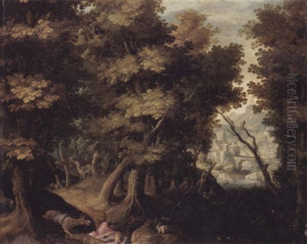 Landscape With The Death Of The Disobedient Prophet Oil Painting by Gillis Van Coninxloo III