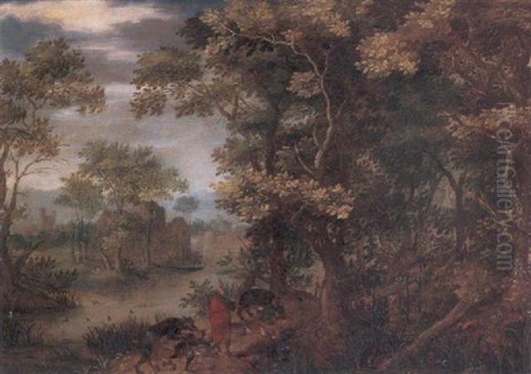 A Landscape With Elisha Cursing The Children Of Bethel Oil Painting by Gillis Van Coninxloo III