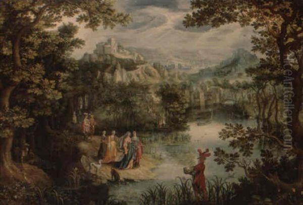 La Decouverte De Moise Oil Painting by Gillis Van Coninxloo III