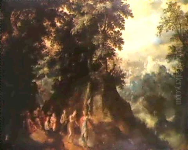 Minerva And The Muses On Mount Helicon Oil Painting by Gillis Van Coninxloo III