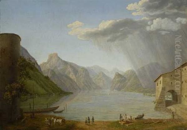 Gebirgssee Oil Painting by Carl Conjola