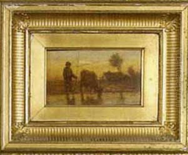 Boy Fishing In A Pond Oil Painting by Samuel Conkely