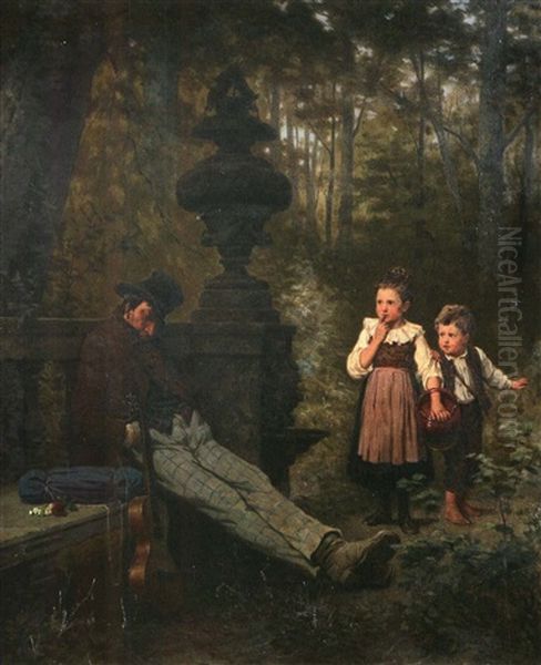 Der Entdeckt Landstreicher Oil Painting by Albert Conrad