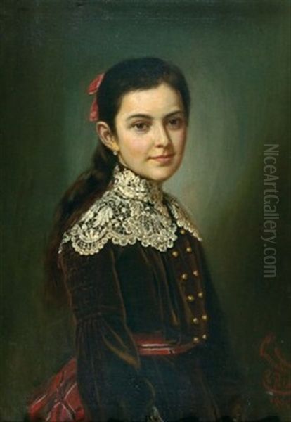 Portrait Eines Jungen Madchens Oil Painting by Georg Conraeder