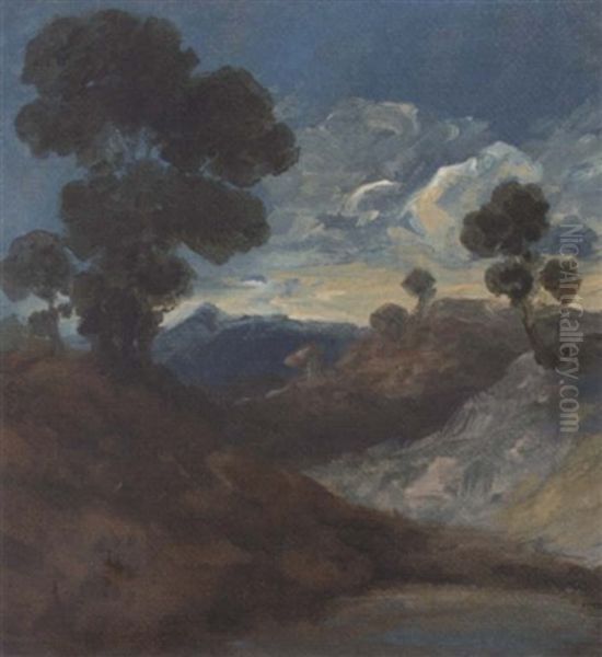 Trees In An Extensive Landscape Oil Painting by George of Arundel Constable