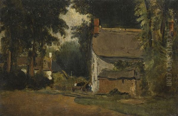 Cottages At East Bergholt, Suffolk Oil Painting by John Constable