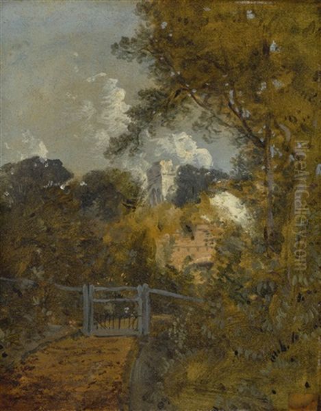 Landscape With A Road And A Castle Beyond Oil Painting by John Constable